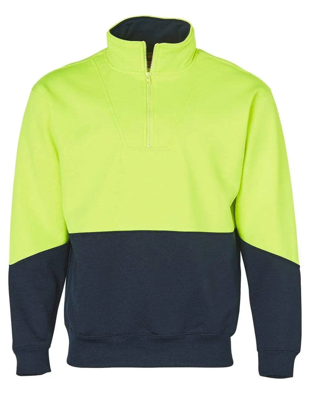 Hi-vis Long Sleeve Fleece Sweat SW13A Work Wear Australian Industrial Wear S Fluoro Yellow/Navy